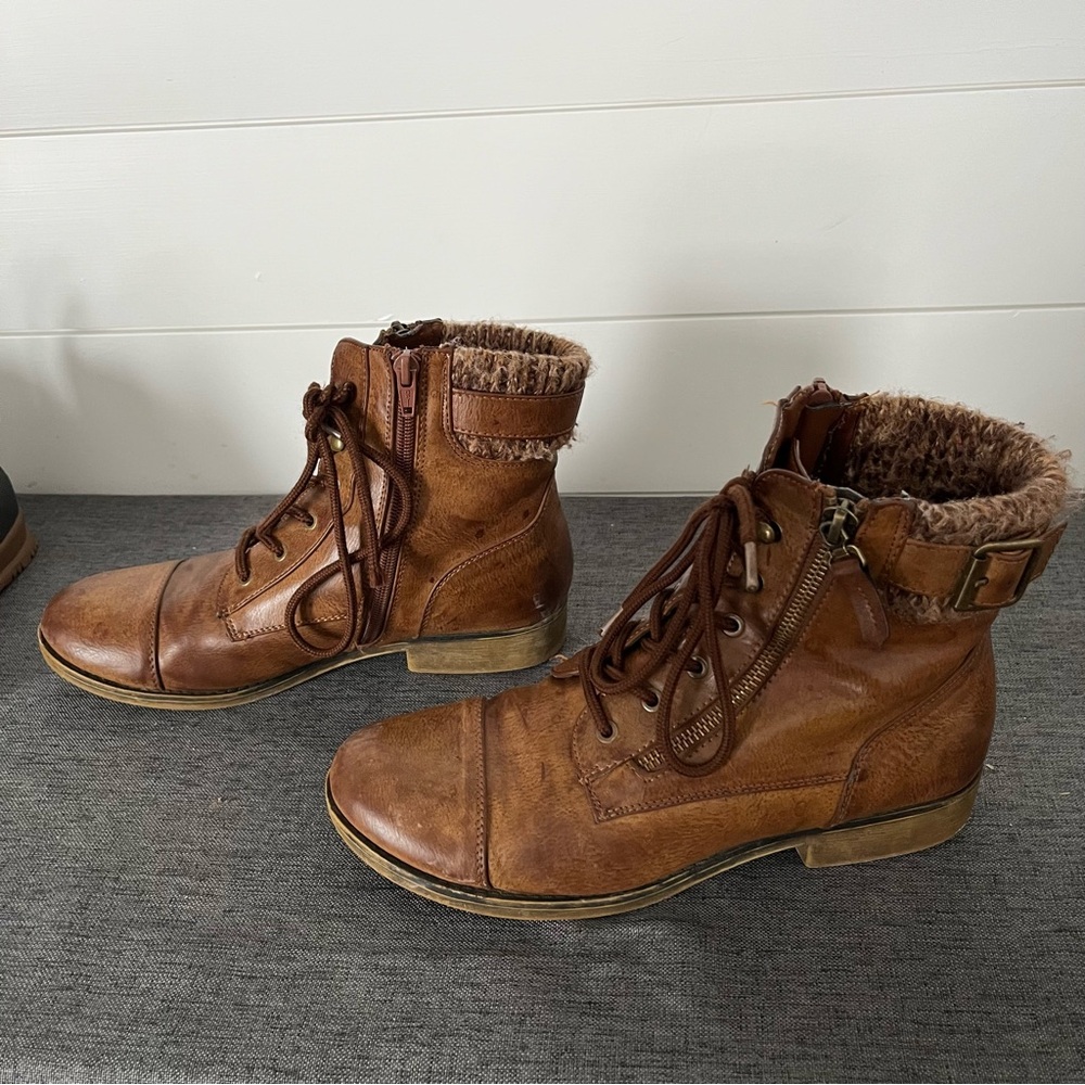 Kohl’s Faux Leather Brown Ankle Boots Women’s Size 9